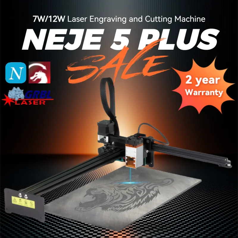 

NEJE 5 PLUS 7W/12W laser engraving and cutting machine, suitable for painted metal/wood/glass/leather desktop cnc powerful laser