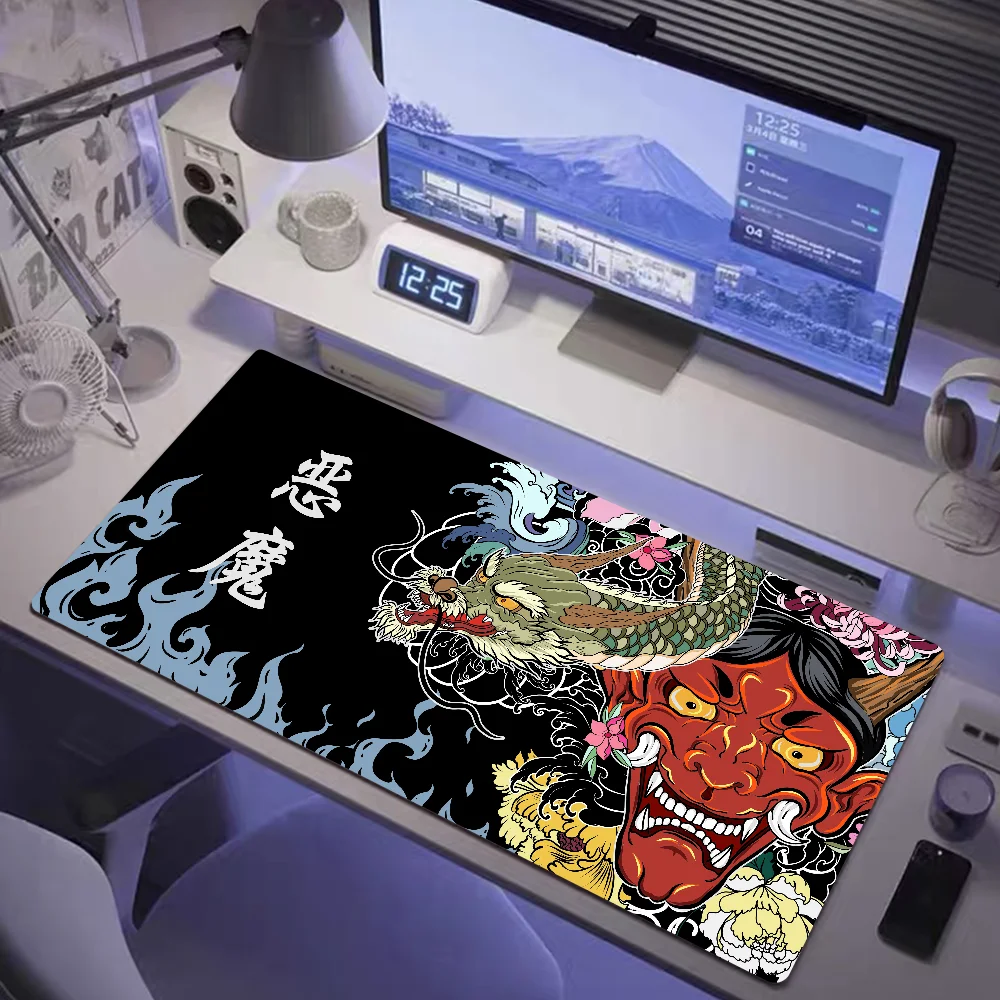 Alfombrilla de ratón de cabeza fantasma japonesa HD, alfombra de teclado para Gamer, accesorios para juegos de ordenador, almohadilla de expansión antideslizante Xxl, nuevo demonio