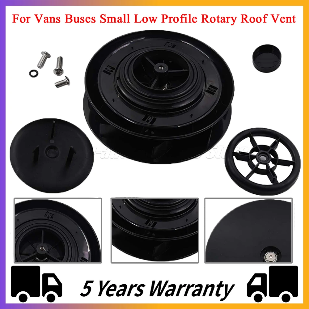 

New Roof Vent Black Wind Driven Rotating Ventilator For Vans Buses For Vans Buses Small Low Profile Rotary Roof Vent