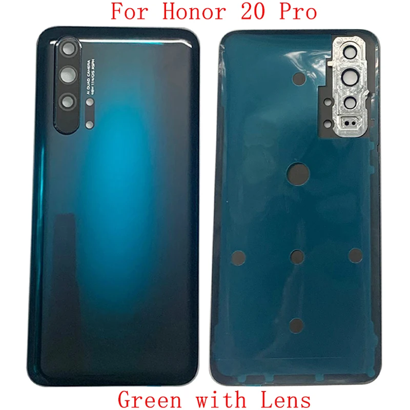 Casing penutup belakang kaca pintu belakang untuk Honor 20 Pro penutup baterai dengan bingkai lensa kamera dengan suku cadang perbaikan Logo