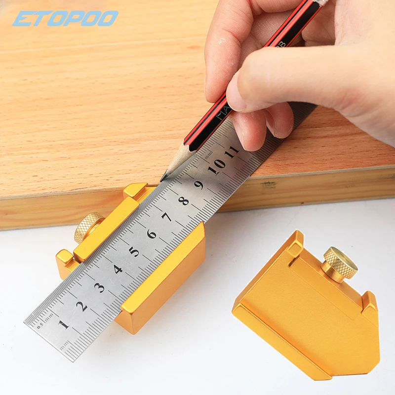 Steel Ruler Positioning Block Stop Block Woodworking Line Locator DIY Measuring Tool Fixed Steel Ruler w/ 300mm Carpentry Tools