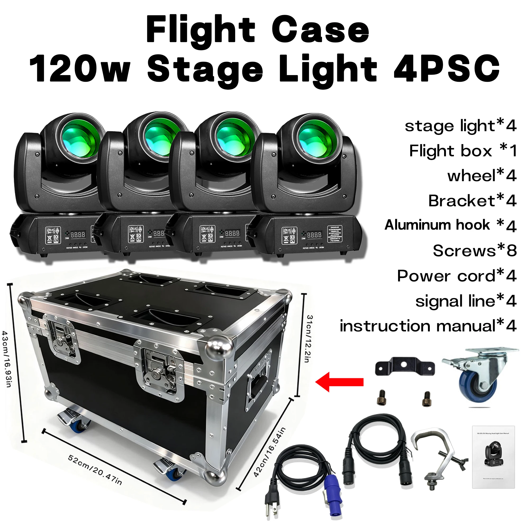 Flight Case With Hooks Included 120W Beam Moving Head Light DJ Lights Black Moving HeadDJ Lighting Spot Light LED Stage Light DM
