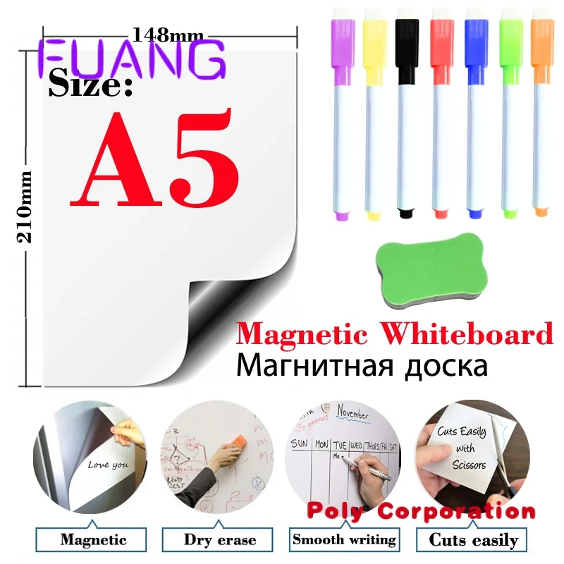 Custom  Custom Mini Kids Paper Magnet Marker, Notepad Sticker Double Side Sheet, Whiteboard Magnet Calendar For Fridge Dry Erase