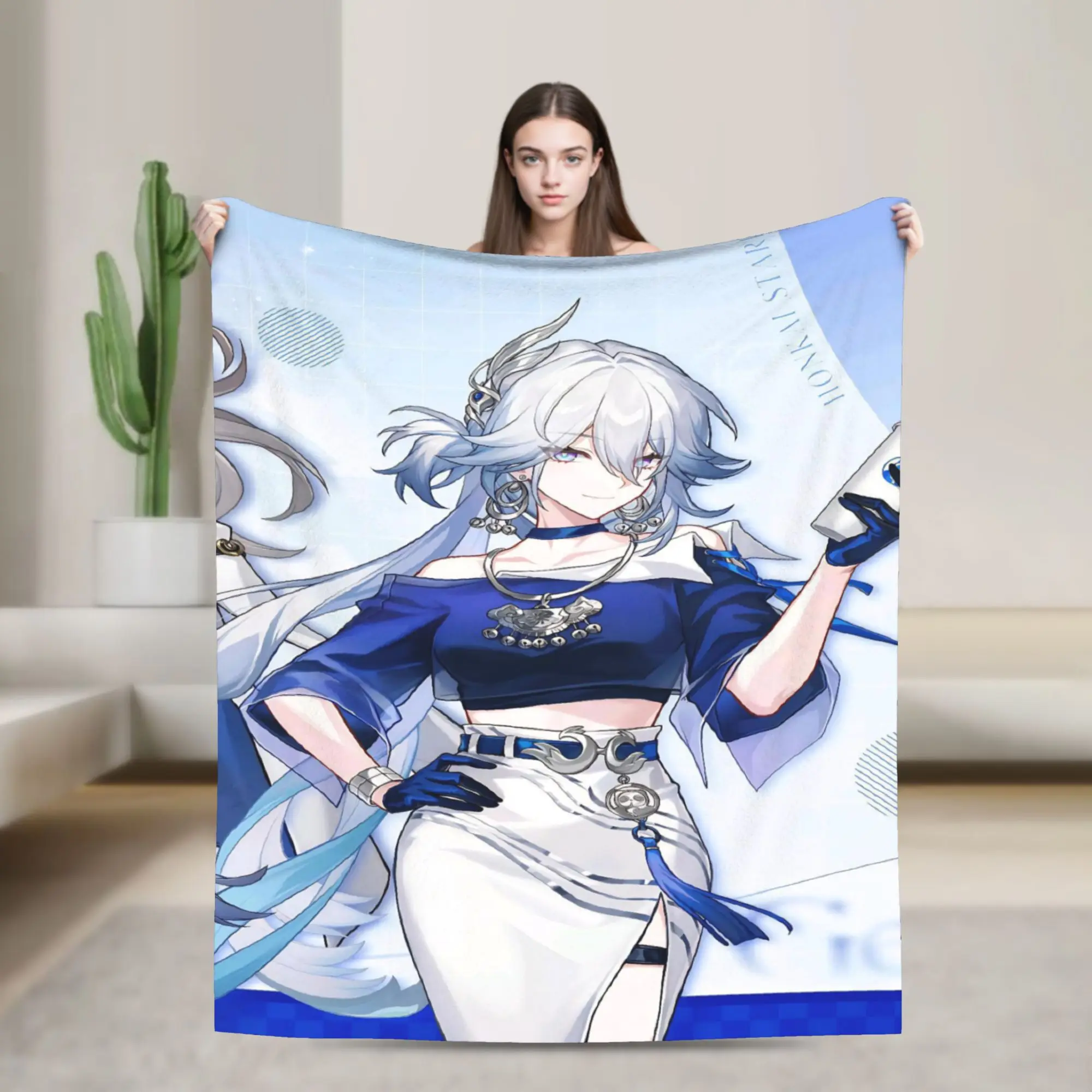 Relax Honkai Star Rail Blanket Stuff Room Decorative  Throw Blanket Super Soft Coral Fleece Plush for Office