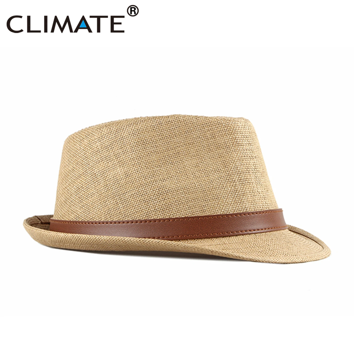 CLIMATE Vintage Summer Straw Hat Cool Men Straw Fedora Panama Hat Paper Retro Hats for Man Solid Fedoras Cap Fedora Men Hat Cap