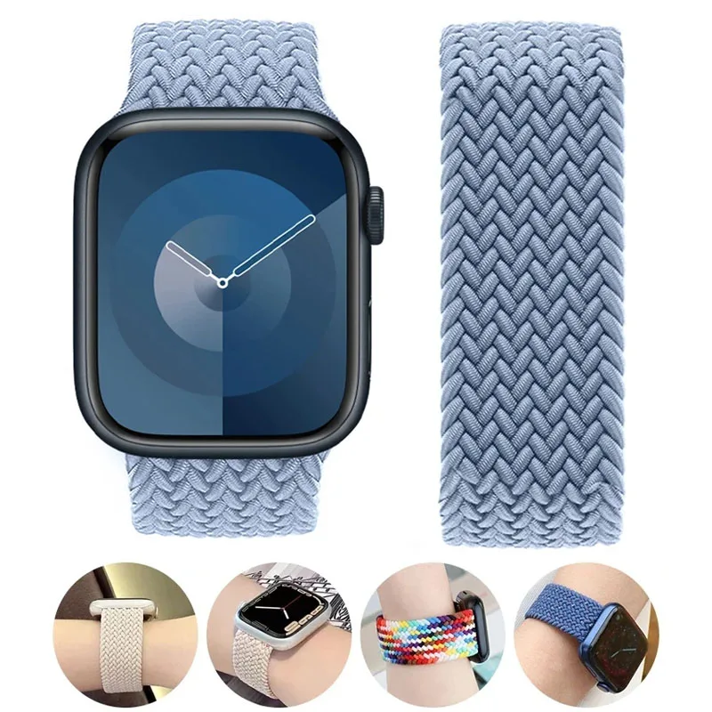 حلقة مفردة مضفرة لساعة أبل ، نايلون ، سوار كوريا ، سلسلة iWatch 9 ، 8 ، 7 ، 6 ، 5 ، SE Ultra 2 ، 49 حزام ، 45: 44 41 ، 40 ، 38 ، 42 ،