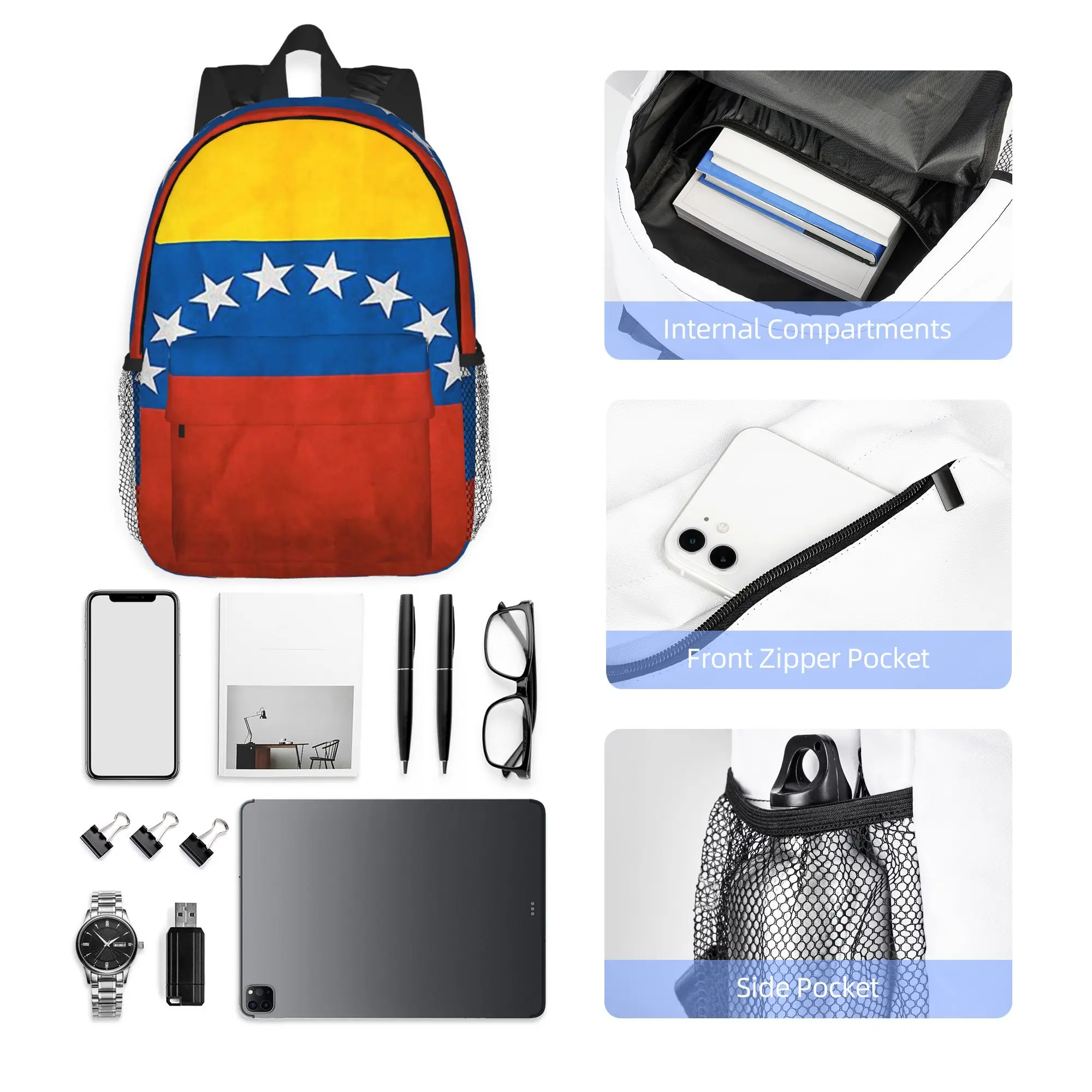 Venezuela  Venezuelan Flag  National Flag of Venezuela Backpack Hot Sale Daypack BookBag Shoulder Bags for Men Women School Bag