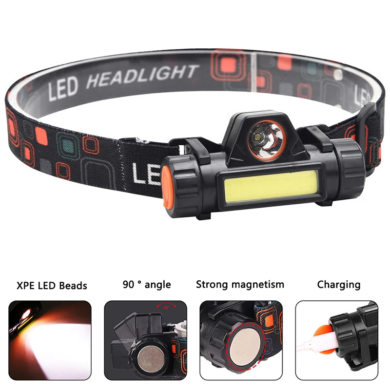 

Rechargeable COB LED USB Headlamp Strong Magnetic Powerful Headlight Super Bright Waterproof Head Torch For Outdoor Fishing