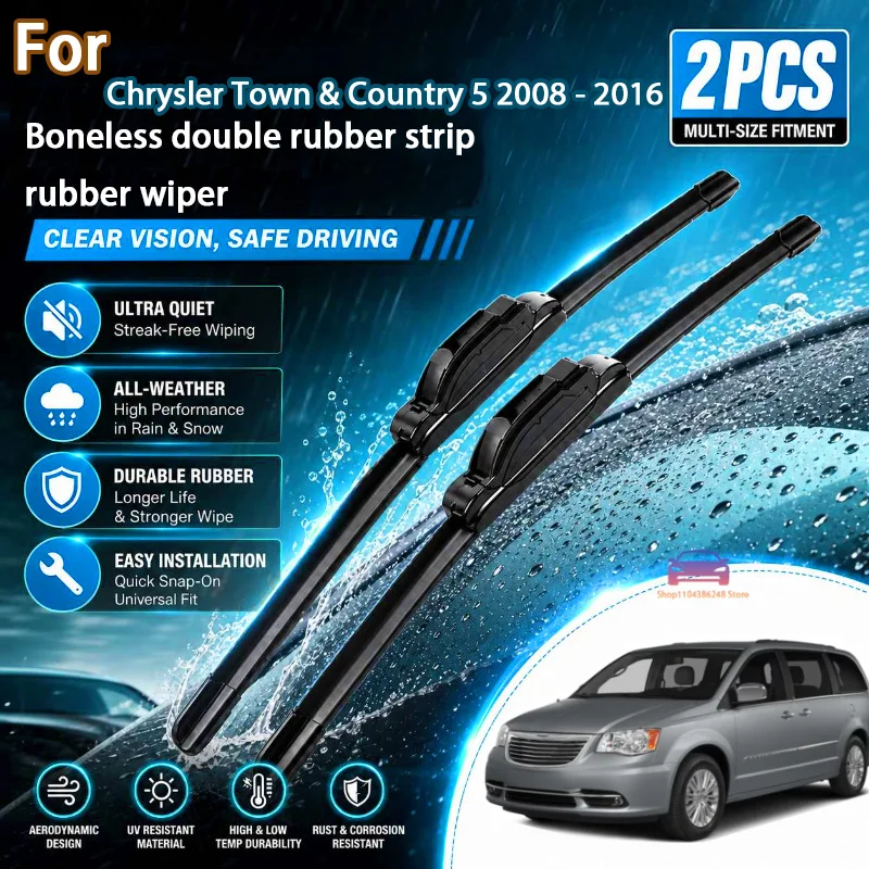 

Front Wiper Blades For Chrysler Town & Country 5 2008 - 2016 Windshield Windscreen Window Car Brushes 26"+20" Modification Parts