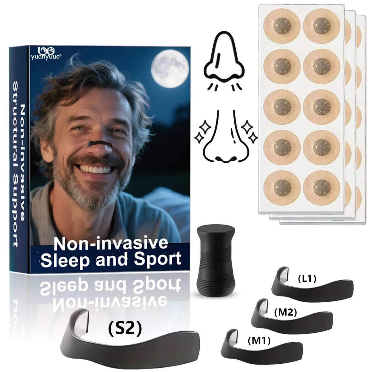 

Снаряжение для фитнеса на открытом воздухе - Назальный дилататор - Невиновтрустный назальный пластырь для упражнений/ежедневного использования, комфортный поддерживающий комплект: магнитная конструкция. S.