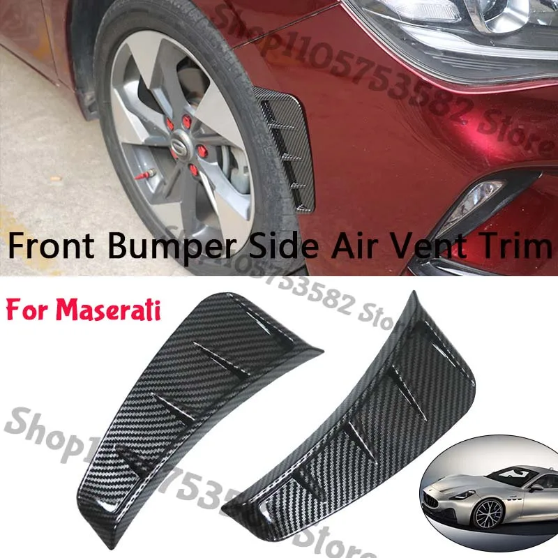1Pair Car Front Bumper Side Air Vent Trim Carbon Fiber Style For Maserati Universal Exterior Decoration Cover