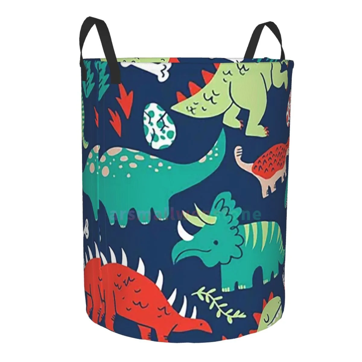 Cartoon Dinosaur Round Laundry Hamper Storage Basket Toys Clothes Organizer Bin for Home Bathroom Bedroom Dorm Nursery