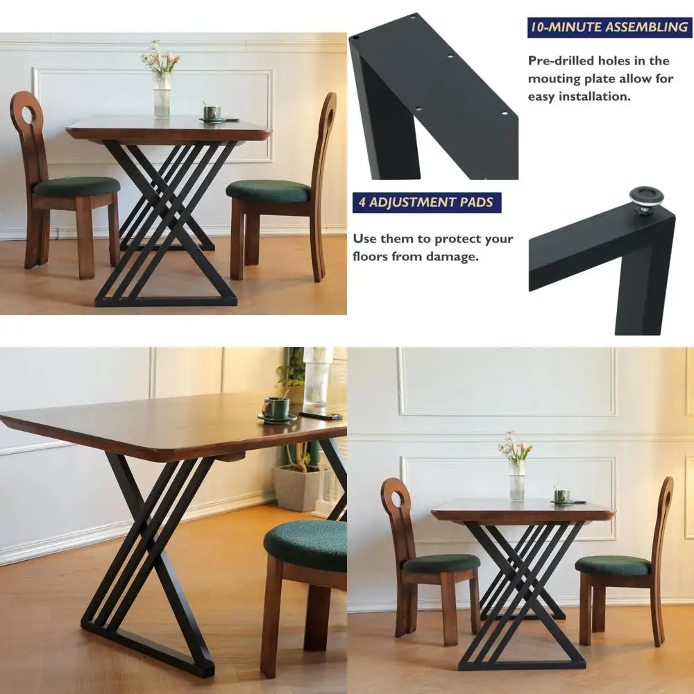 

Industrial Modern Heavy Duty Dining Table Legs Set, Metal Triangle Shape, Set of 2, 28.3 Inches High, 23.6 Inches Wide