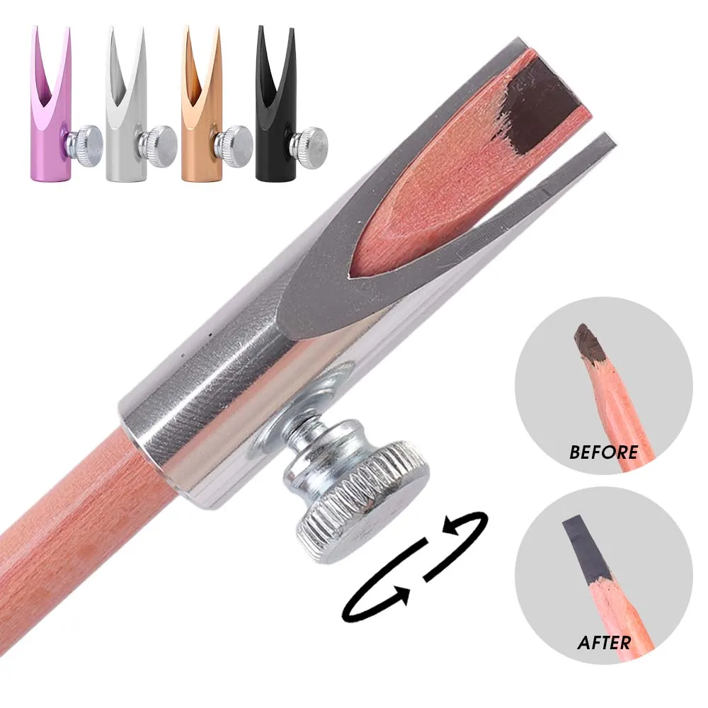 10pcs Eyebrow Pen Sharpening Tool Aluminum Alloy Firmly Fixing Adjust Screw Duckbill Brow Pen Sharper Makeup Tool for Beginner