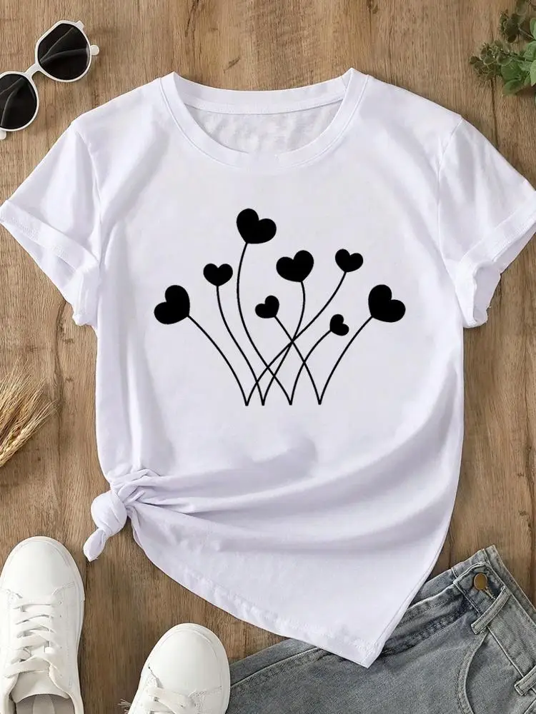 

Sweet Love Cute 90s Clothes Print Women Casual Ladies Tee Womens Graphic T Clothing Fashion White Short Sleeve O-neck T-shirts