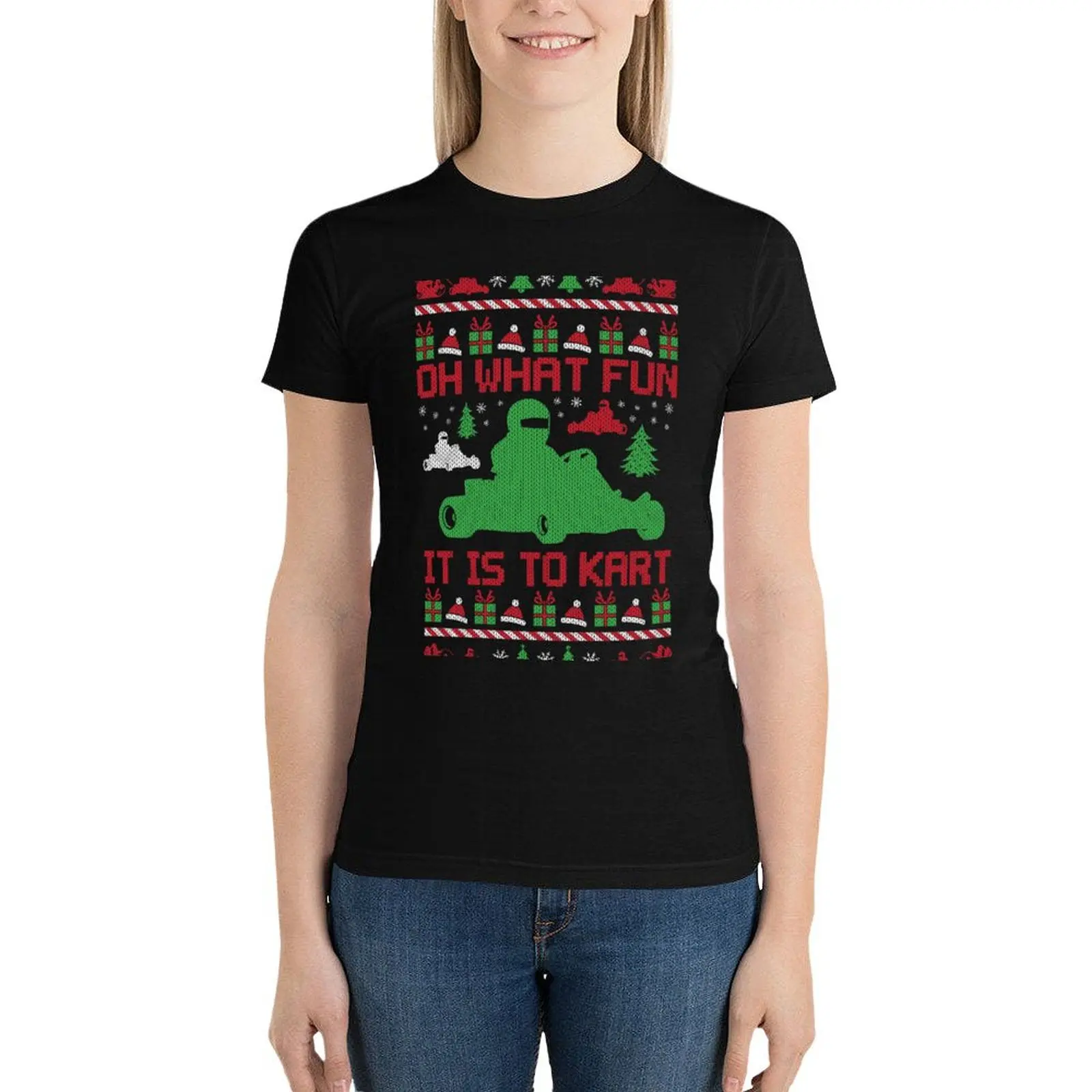 

Go Kart Ugly Christmas T-Shirt Blouse female cute t-shirts for Women