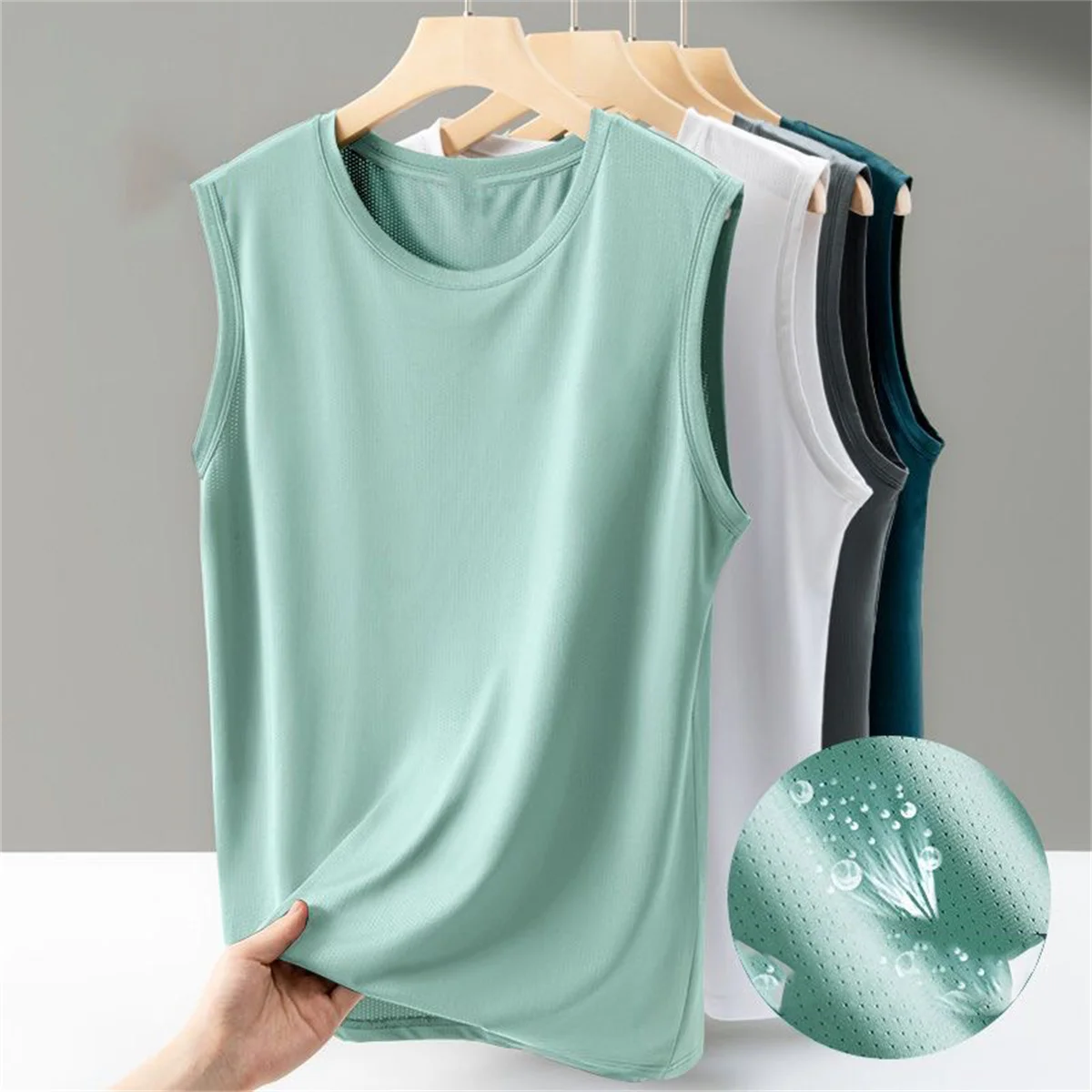 2026 Sommer Herren ärmelloses Tanktop mit Rundhals, atmungsaktives, schweißableitendes Unterhemd, ideal für Sommersport