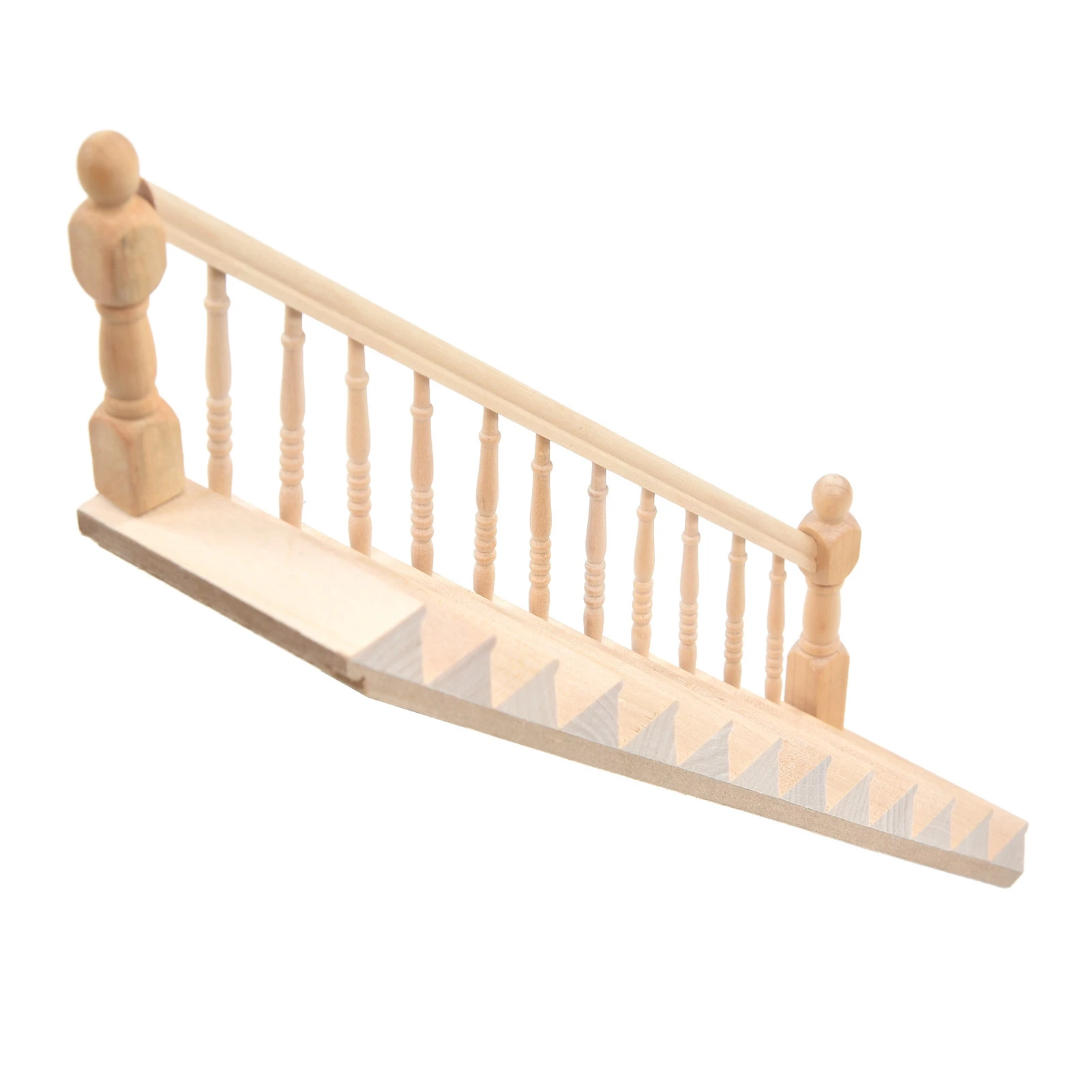 Doll House Stairs Glossy Rounded Corners Birch Material DIY Vivd Cute 1/12 Scale Miniature Staircase for Crafts Dollhouse