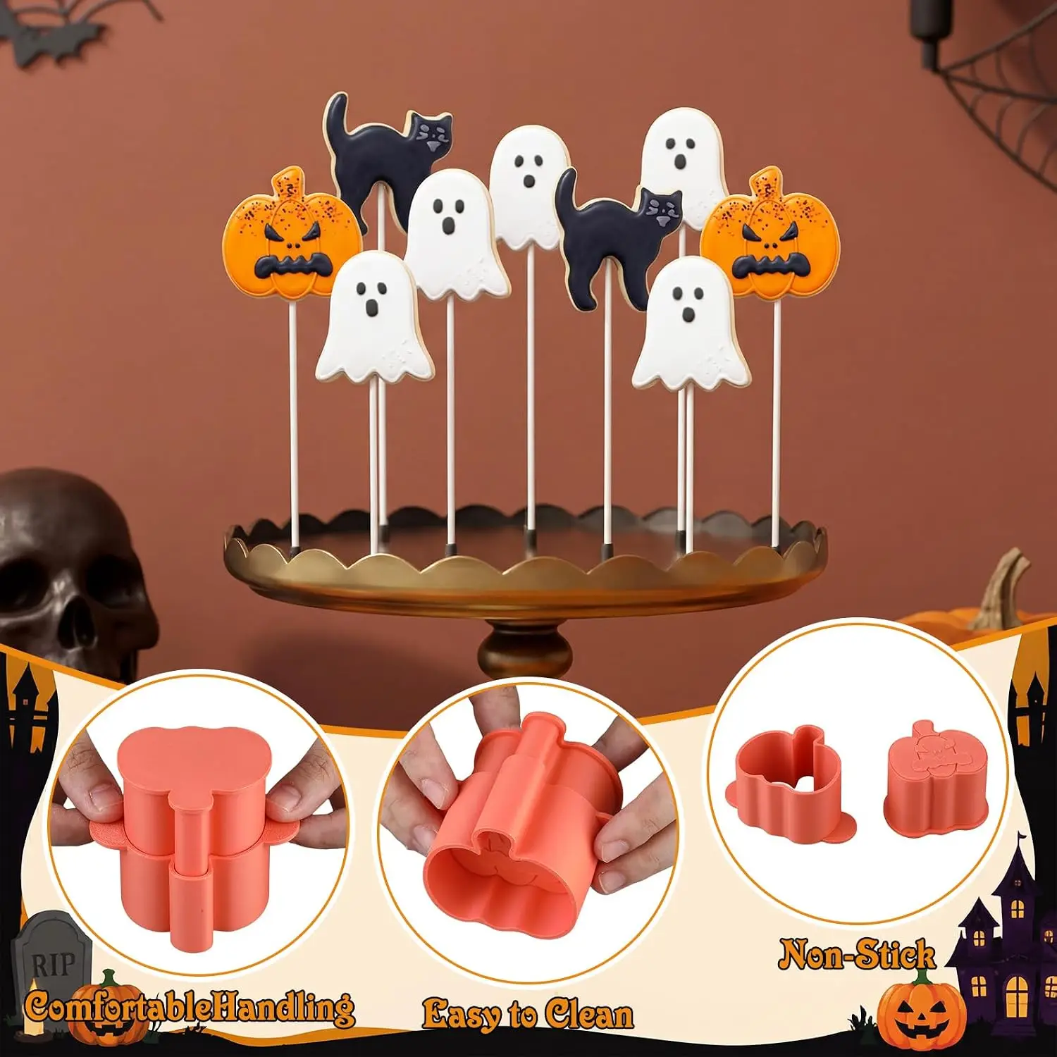 3 Pcs Halloween Cake Pop Mold Set for Chocolate Lollipops Treats - Halloween Party & Home Baking Essentials for Birthday Parties - view 4