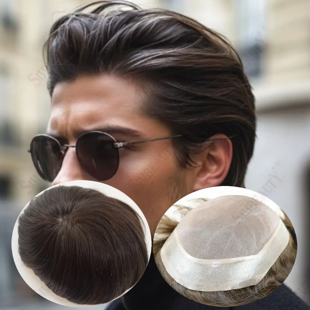 

Super Durable Mono Mesh Lace PU Base Men's Toupee Human Hair Breathable Male Hair Capillary Prosthesis Brown Blonde Hairpiece