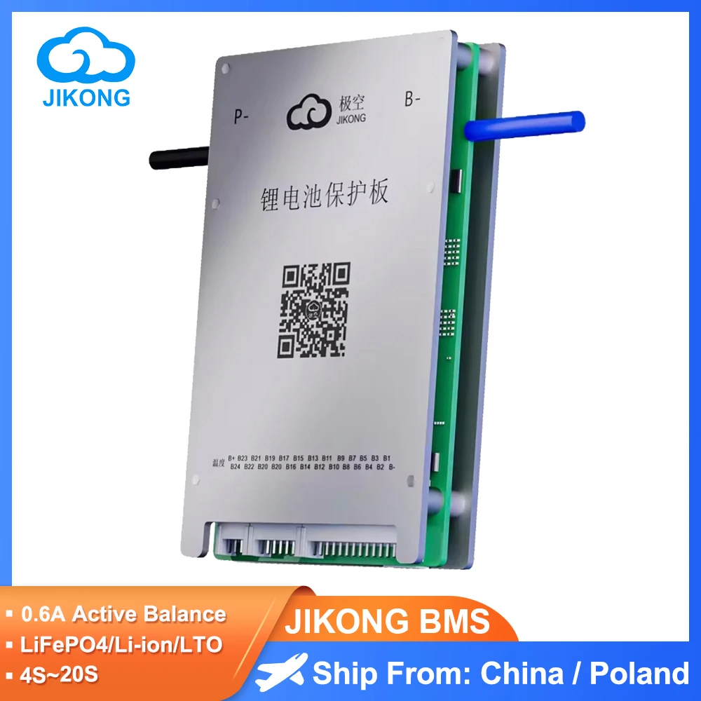 JIKONG Smart BMS BD6A20S8P mit BT RS485 8S-20S 80A für Li-Ion/LiFePo4/LTO Akku 0,6A Active Balance Current JKBMS Balancer