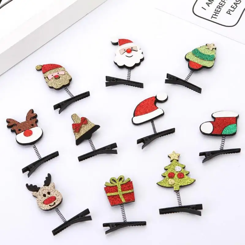 1pc dos desenhos animados natal grampos de cabelo meninas festa de natal presilhas de cabelo papai noel grampo de cabelo crianças meninas acessórios para o cabelo