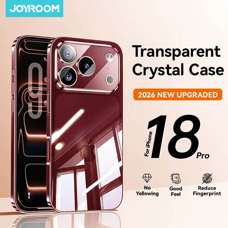 Joyroom hoesje voor iPhone 18 Pro Max, kristalheldere PC anti-gele lens beschermhoes voor iPhone 17 16 15Pro Max.