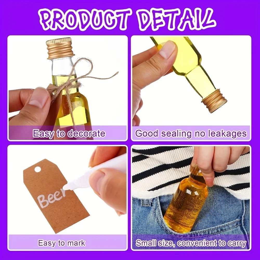 30Pcs 30-100ML Reusable Portable Plastic Mini Juice Bottles For Wine Juice Beverage Oil Seasoning Liquor Bottle Drink Containers