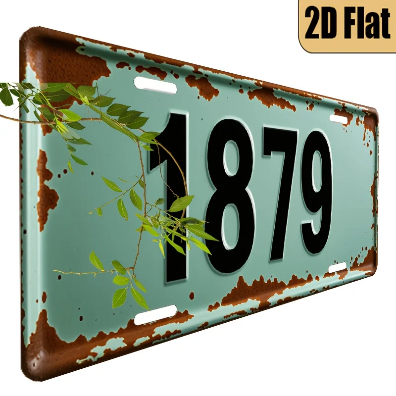 1pc, 2D FLAT, for Decoration Only - Vintage Style Aluminum License Plate 