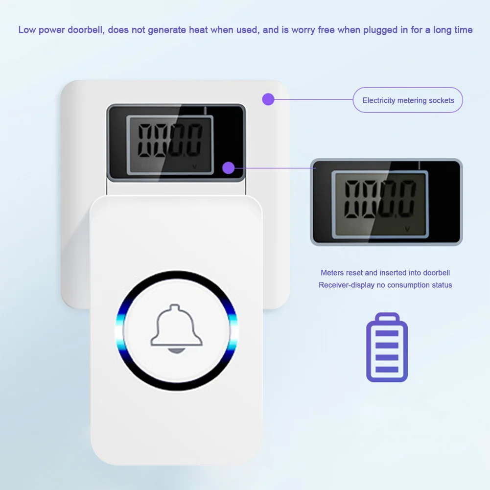 جرس الباب اللاسلكي الفصول الدراسية طقم جرس الباب 4 مستوى الصوت جرس باب الفصول الدراسية 60 + حلقات نطاق 164ft لمستشفى المكاتب المنزلية