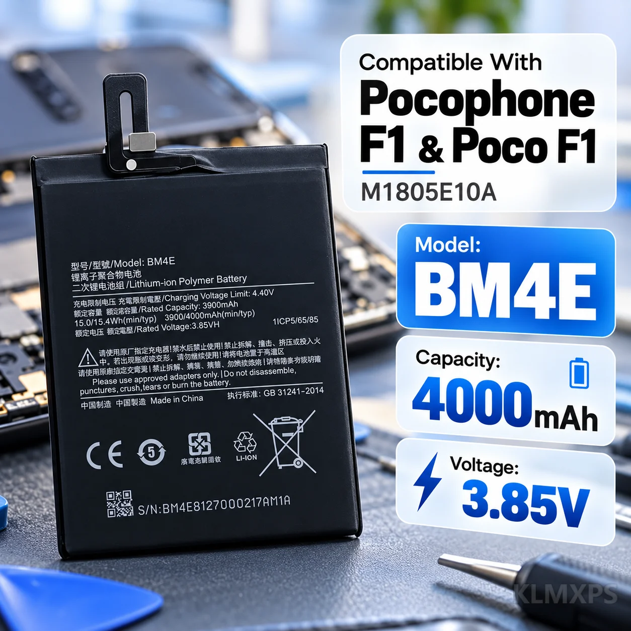 POCO F1 Replacement Battery BM4E Built-in Lithium Battery For Xiaomi Mi POCO F1 Phone Repair Battery Compatible Model