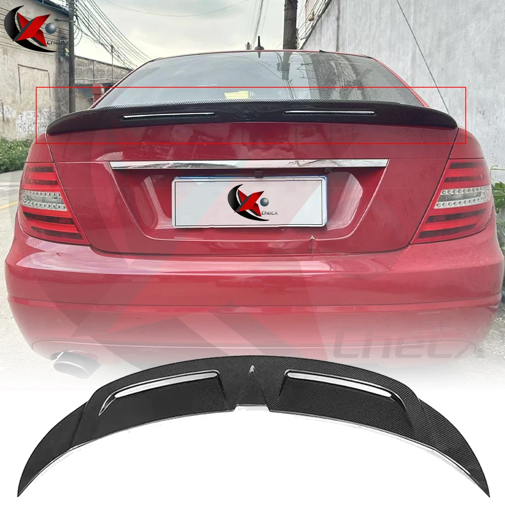 

For Mercedes-Benz C-Class W204 C63 2-Door C180 C200 C220 C260 C300 GT RS Style Carbon Fiber Rear Spoiler Trunk Wing 2007-2014