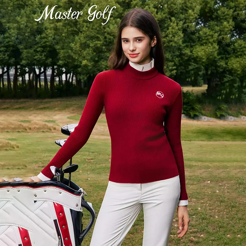 New Golf Women's Knitwear Collared Long-Sleeve Warm Sweater Ladies Fashionable Casual Tops Windproof Knitted Polo Shirts