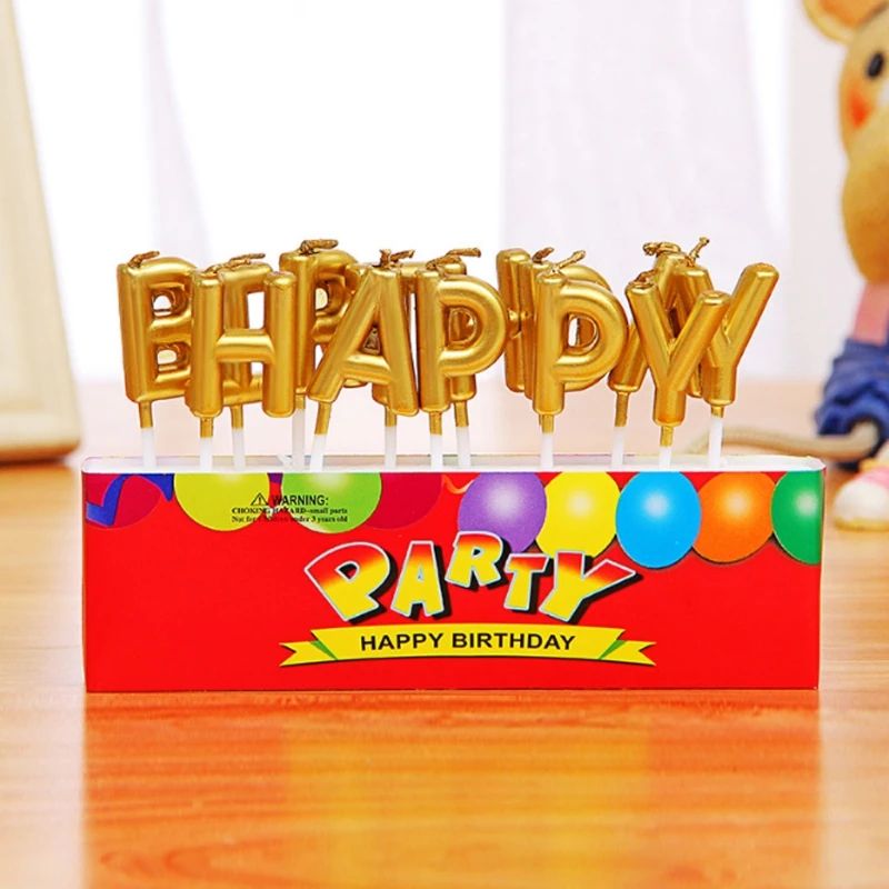 Happy Birthday Letter Candles Toothpick Cake Kids Party Decoration DropShipping