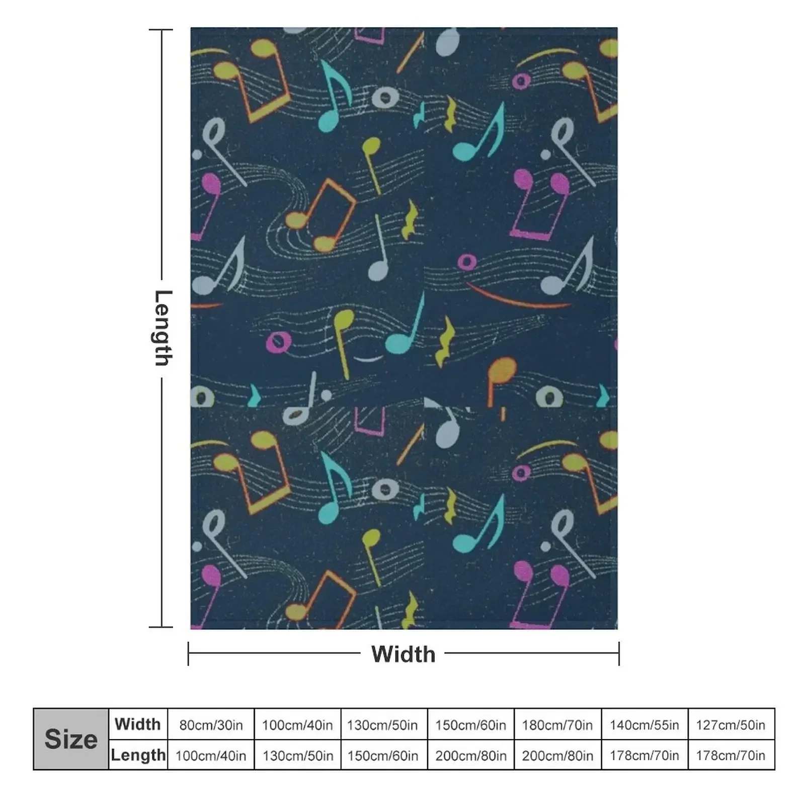 Colorful Retro Musical Notes Pattern Throw Blanket For Sofa Thin Decorative Beds halloween Blankets