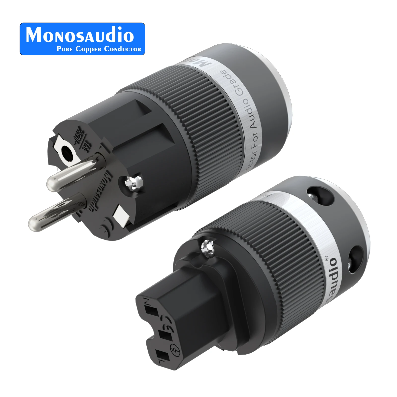Monosaudio E100G/F100G 24K مطلية بالذهب النقي النحاس Hifi قابس الطاقة Schuko قابس الطاقة موصل + IEC أنثى موصل التوصيل