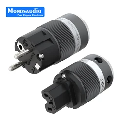 Monosaudio E100GF100G Pure Copper AC EU Version Hifi schuko power plug 10A250V 15A/125V Audio Grade Power Connector IEC320 C13