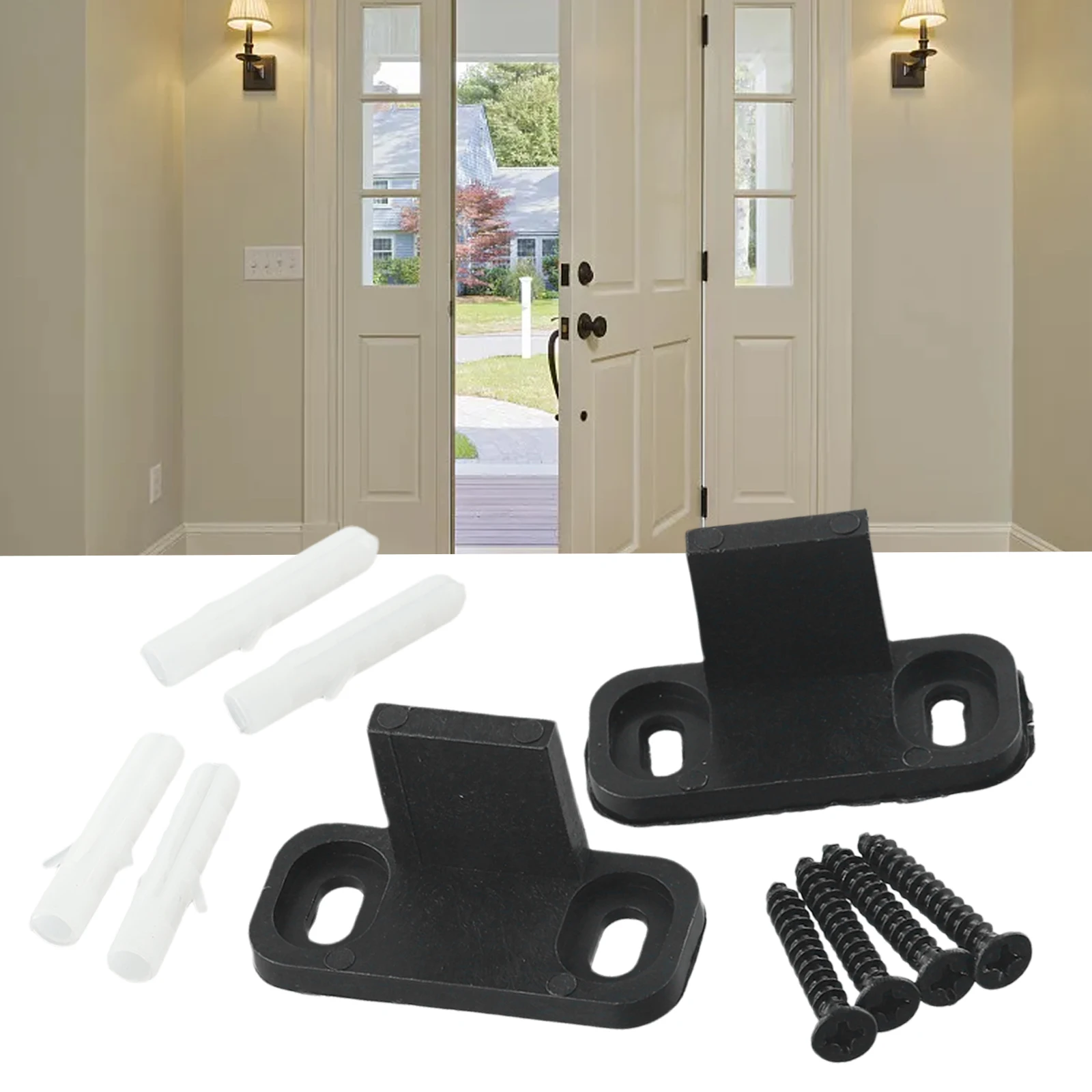 2pcs Barn Door Floor Guide Stay Roller Bottom Of Sliding Door Adjustable Stay Roller Guide Furniture Hardware Bottom Bracket