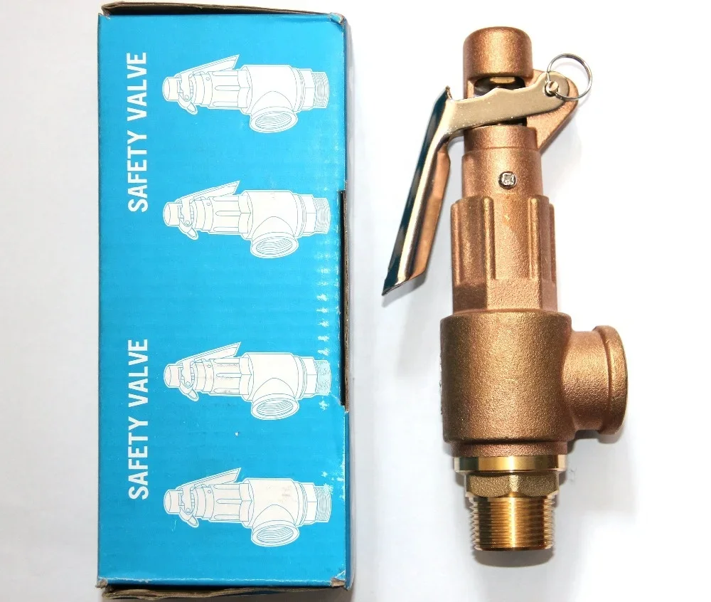 Brass High Pressure Steam Boiler Safety BSP Thread Spring Loaded Lever Type Safety Pressure Relief Valve With Handle