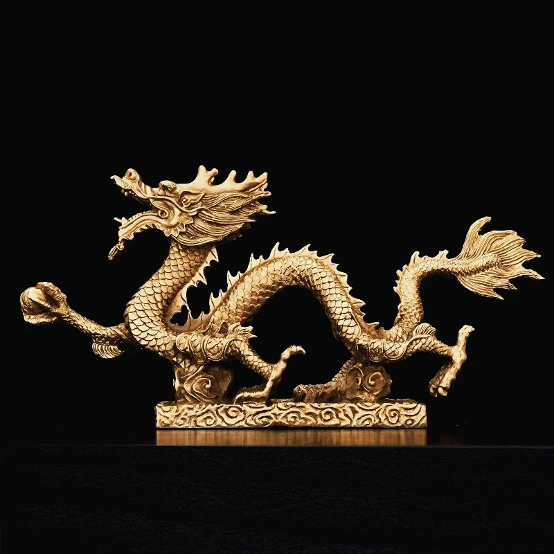 

Pure Copper Dragon Phoenix Ornaments, Chinese Zodiac Dragon Decor, Home Accessories, Traditional Copper Mascot Display