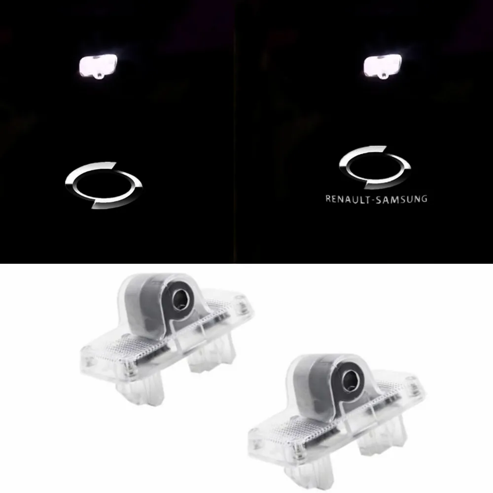 2Pcs Car Door Light For Renault Samsung SM7 SM5 QM5 Courtesy Projector Welcome LED Logo Lights Ghost Shadow Lamp Car Accessories
