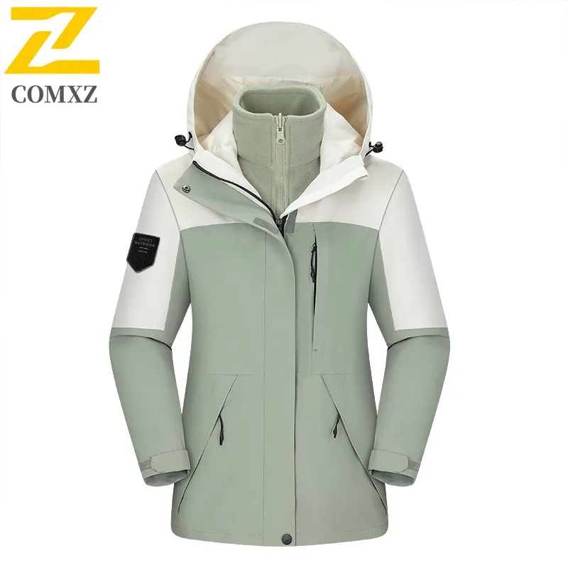 سترة رجالي ماركة COMXZ بغطاء للرأس للمشي لمسافات طويلة والسفر معاطف مقاومة للبرد في الهواء الطلق متعددة الوظائف مقاومة للرياح ملابس خارجية بسحاب شتوي #4