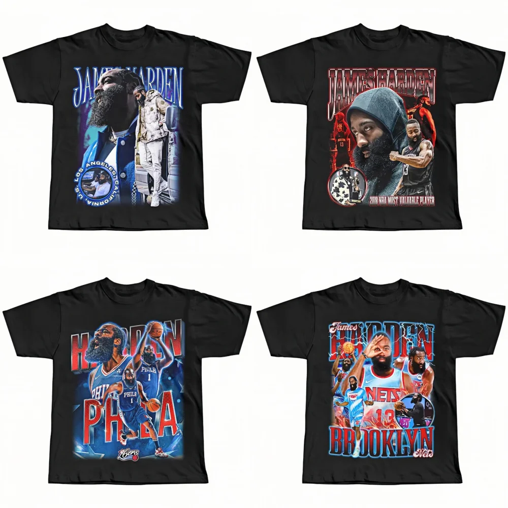 

James Harden Basketball T Shirt Men Women Vintage Graphic Oversized Hip Hop Style Fan Apparel Soft Fabric Trendy Daily Wear