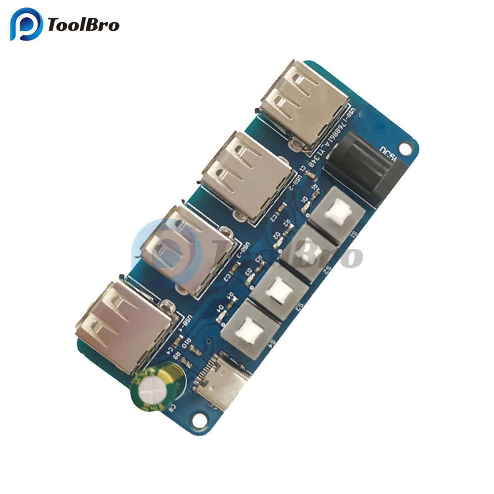 5V USB Power Supply Expansion Board USB HUB Distribution 4 USB Port with Push Buttion Switch LED Indication