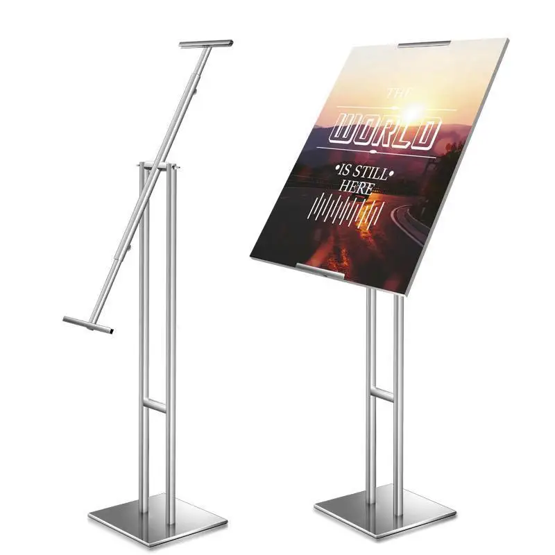 Floor Type Stainless Steel Poster Menu Price Display Stand Mall Promotion Billboard Advertising Publicize Sign Vertical Stand