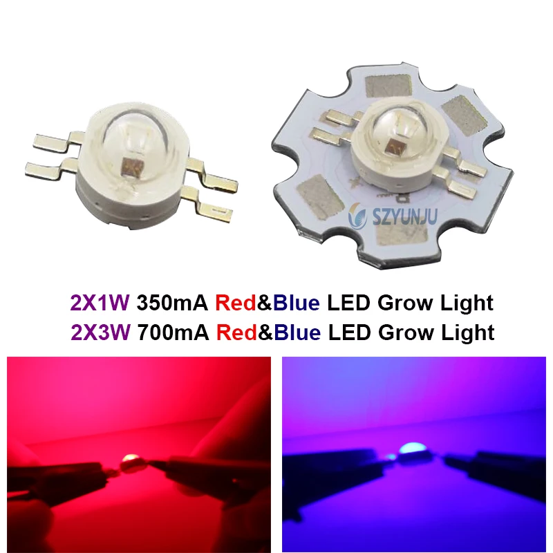 2X3W 700mA 2X1W 350mA Double Color LED Red and Blue 660nm and 445nm LED Grow Light Light-Emitting Diode