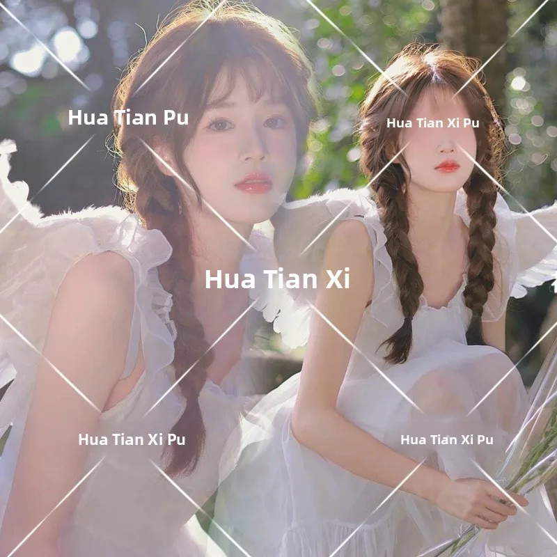 

Фотосессия в стиле ангельской феи: красивое платье, визуальный эффект, пейзаж на природе, студийная фотография, мода для молодых женщин