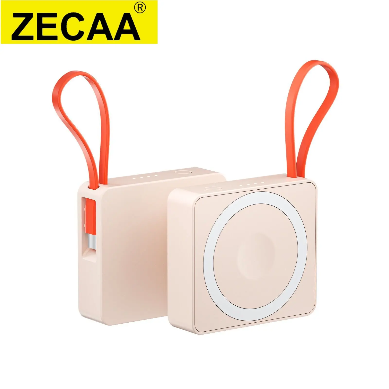 

ZECAA Fast Charge 22.5W Digital Magnetic Magsafe Wireless 15W Digital Power Bank Charger 5000mAh With Built in Charging Cable