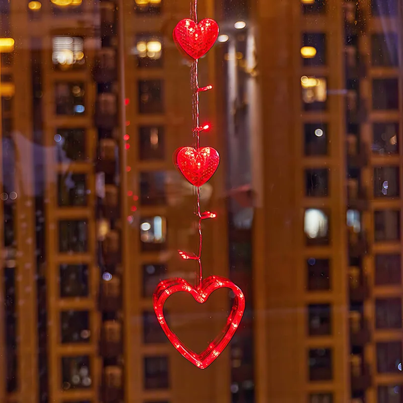 CupLight de succión para el Día de San Valentín, decoración de ventana de vidrio interior, cadena de luz pequeña, luz de amor para Familia, conjunto de aniversario de boda