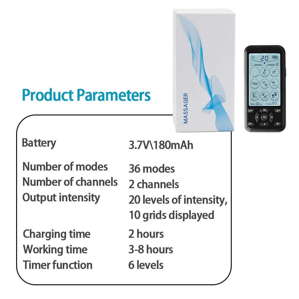 TENS Unit Muscle Stimulator Dual Channel Electronic Pulse Massager 36 Modes EMS Digital Therapy Massage Machine for Pain Relief